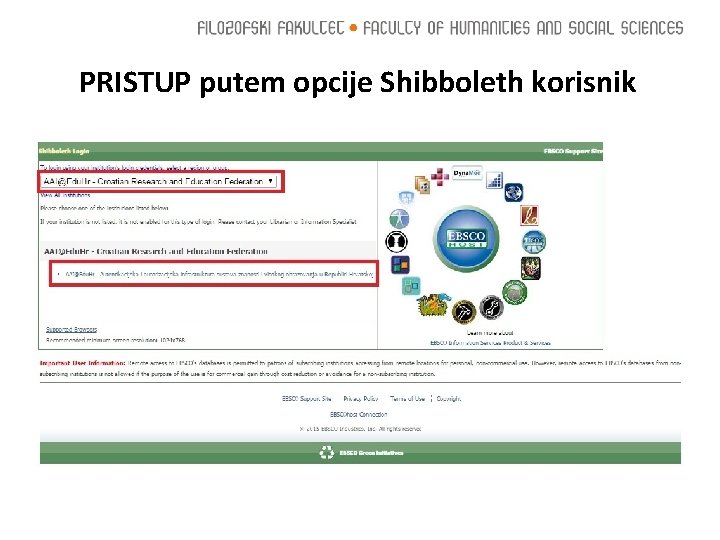 PRISTUP putem opcije Shibboleth korisnik 