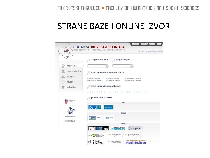 STRANE BAZE I ONLINE IZVORI 