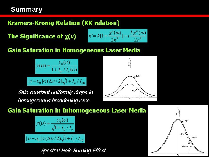 Summary KramersKronig Relation KK relation The Significance of