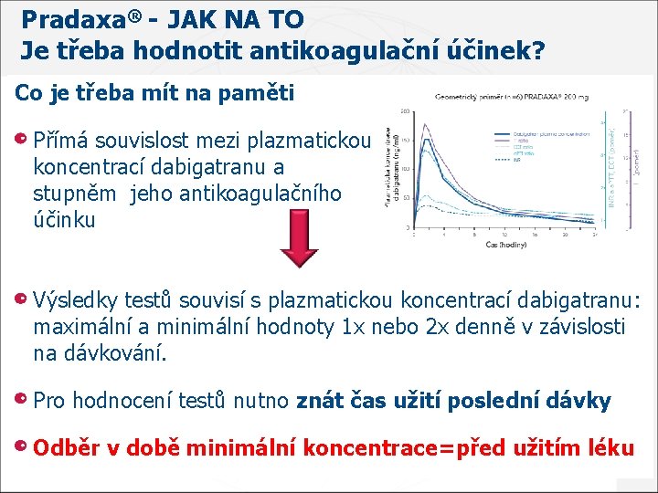 Pradaxa® - JAK NA TO Je třeba hodnotit antikoagulační účinek? Co je třeba mít