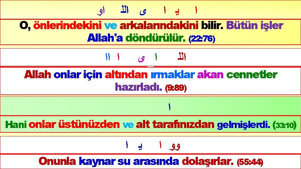  ﺍﻭ ﻯ ﺍﻟﻠ ﻳ ﺍ ﺍ (Hac ) O, 22: 76 önlerindekini ve