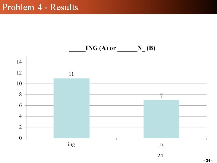 Problem 4 - Results 24 - - 24 - Problem 4 - Results 24 - - 24 -