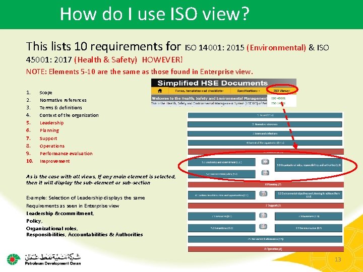 How do I use ISO view? This lists 10 requirements for ISO 14001: 2015