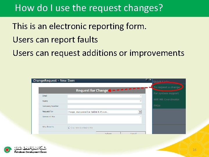 How do I use the request changes? This is an electronic reporting form. Users