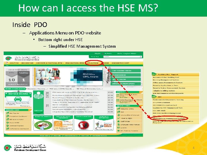 How can I access the HSE MS? Inside PDO – Applications Menu on PDO