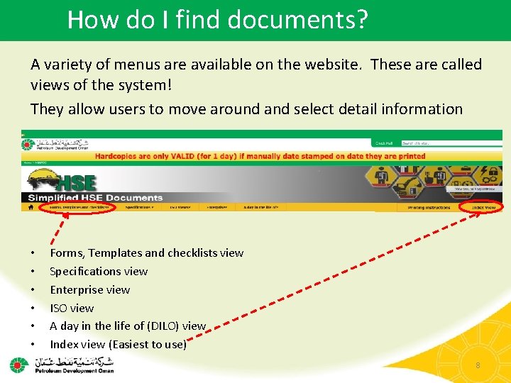 How do I find documents? A variety of menus are available on the website.