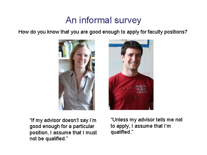 An informal survey How do you know that you are good enough to apply