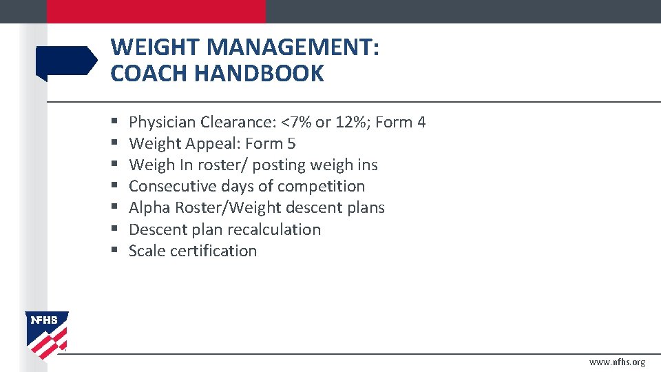 WEIGHT MANAGEMENT: COACH HANDBOOK § § § § Physician Clearance: <7% or 12%; Form