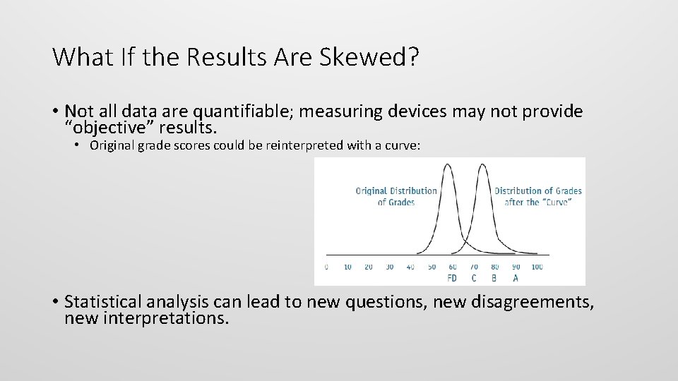 What If the Results Are Skewed? • Not all data are quantifiable; measuring devices