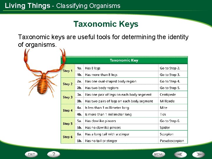 Living Things - Classifying Organisms Taxonomic Keys Taxonomic keys are useful tools for determining