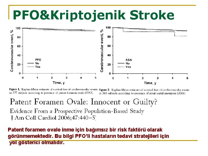 PFO&Kriptojenik Stroke Patent foramen ovale inme için bağımsız bir risk faktörü olarak görünmemektedir. Bu