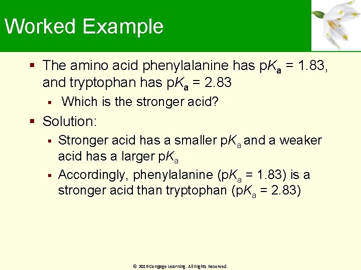 Worked Example The amino acid phenylalanine has p. Ka = 1. 83, and tryptophan