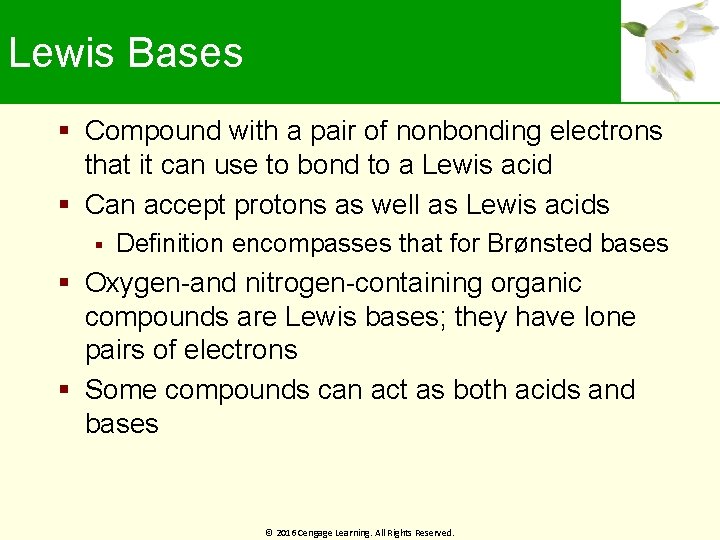 Lewis Bases Compound with a pair of nonbonding electrons that it can use to