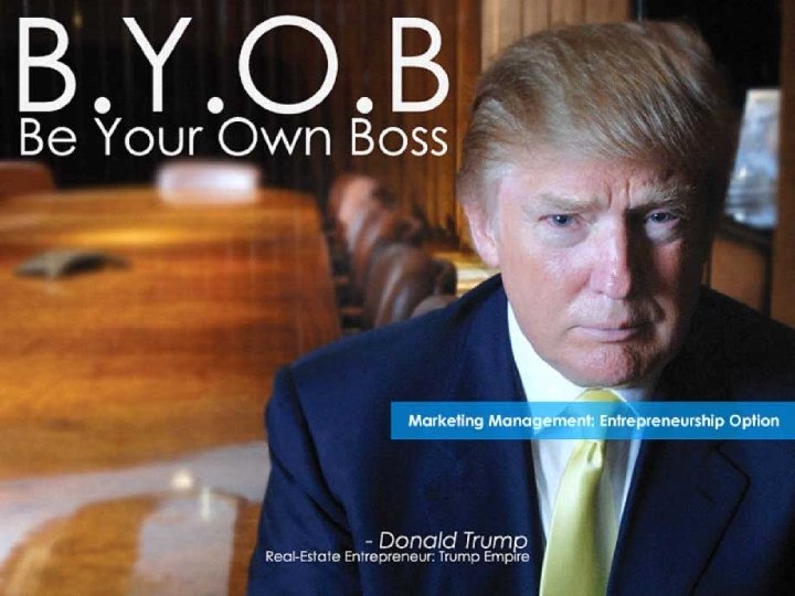 B. Y. O. B BE YOUR OWN BOSS! 