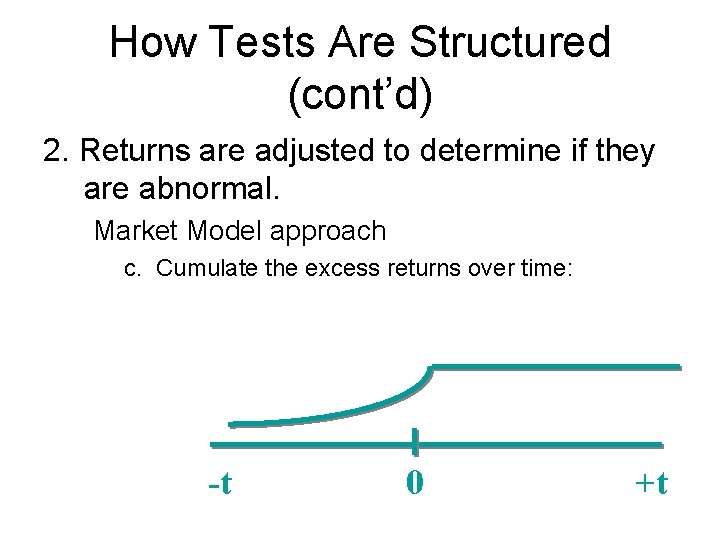 How Tests Are Structured (cont’d) 2. Returns are adjusted to determine if they are