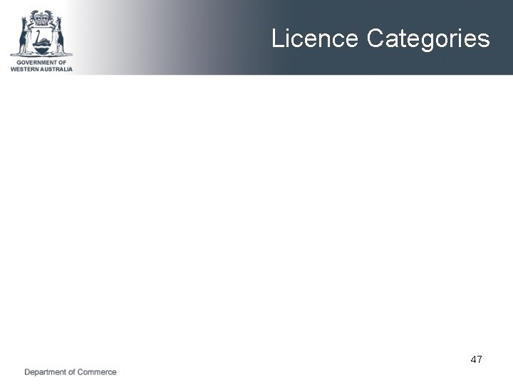 Licence Categories 47 