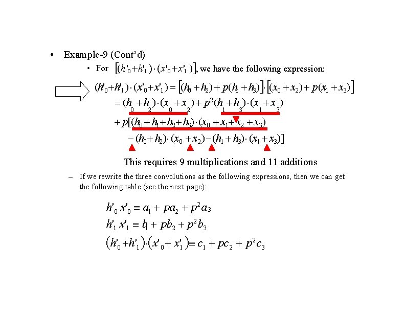  • Example-9 (Cont’d) • For (h'0 h'1 ) (x'0 x'1 ) , we