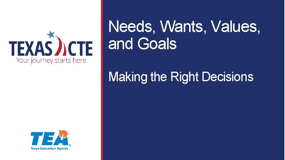 Needs, Wants, Values, and Goals Making the Right Decisions 