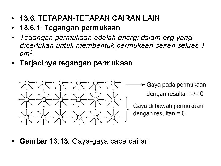  • 13. 6. TETAPAN-TETAPAN CAIRAN LAIN • 13. 6. 1. Tegangan permukaan •