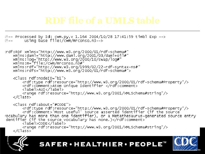 RDF file of a UMLS table 