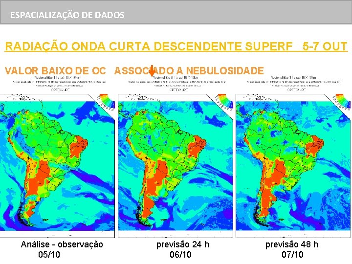 ESPACIALIZAÇÃO DE DADOS RADIAÇÃO ONDA CURTA DESCENDENTE SUPERF 5 -7 OUT VALOR BAIXO DE