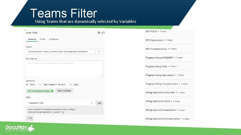 Teams Filter Using Teams that are dynamically selected by Variables 