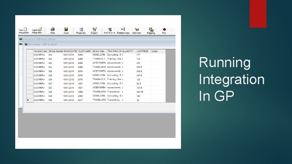 Running Integration In GP 