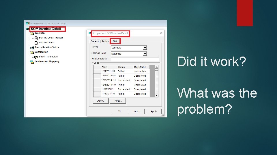 Did it work? What was the problem? 