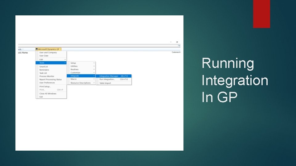 Running Integration In GP 
