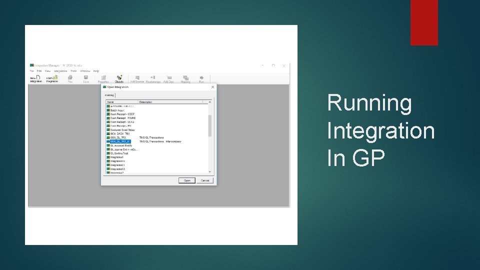 Running Integration In GP 