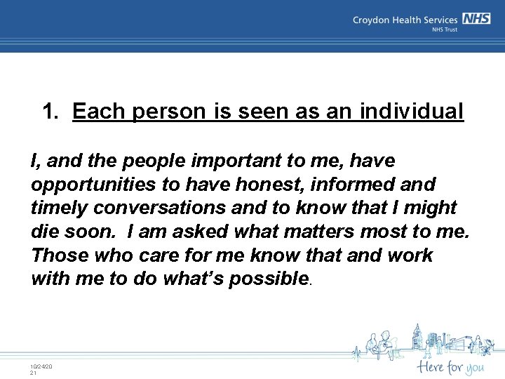 1. Each person is seen as an individual I, and the people important to 1. Each person is seen as an individual I, and the people important to