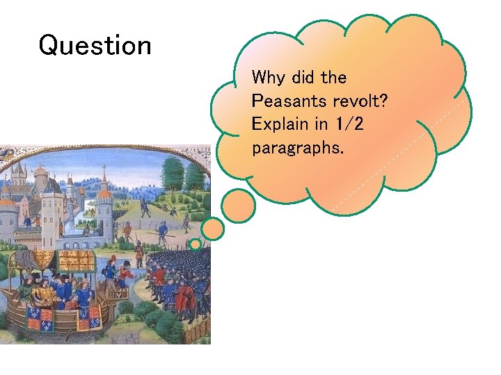 Question Why did the Peasants revolt? Explain in 1/2 paragraphs. 