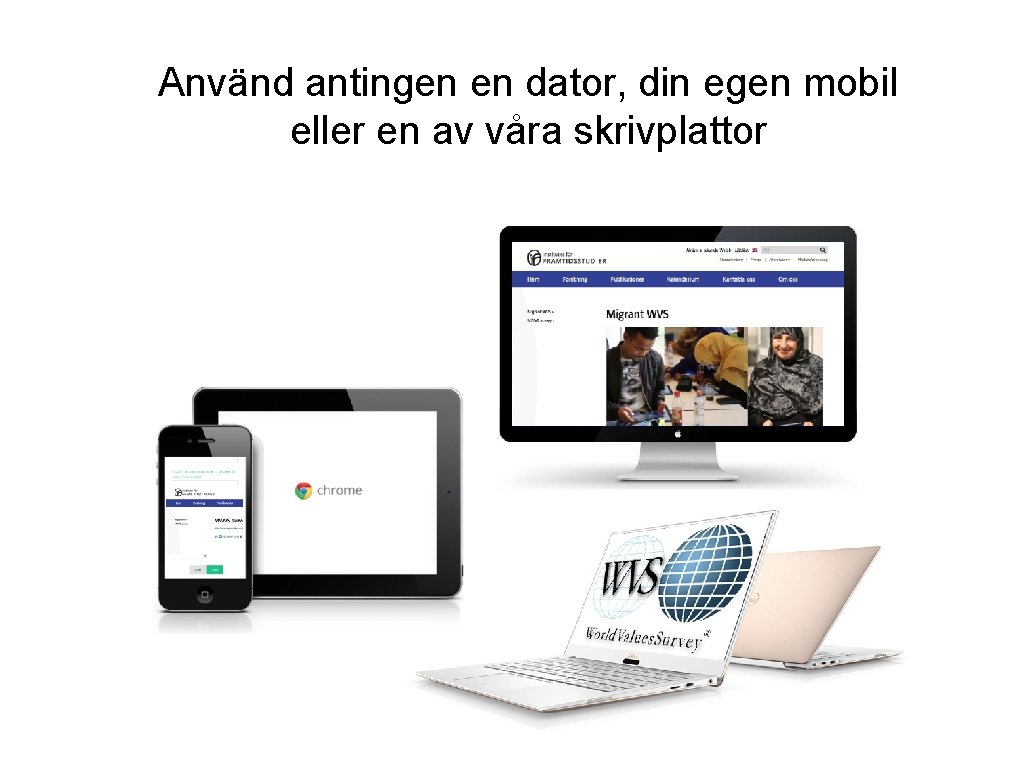 Använd antingen en dator, din egen mobil eller en av våra skrivplattor 