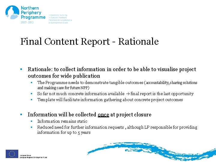 Final Content Report - Rationale § Rationale: to collect information in order to be