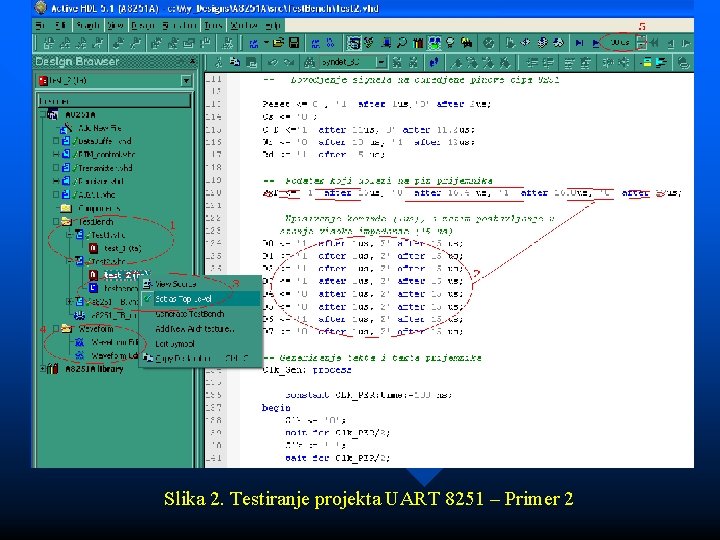 Slika 2. Testiranje projekta UART 8251 – Primer 2 