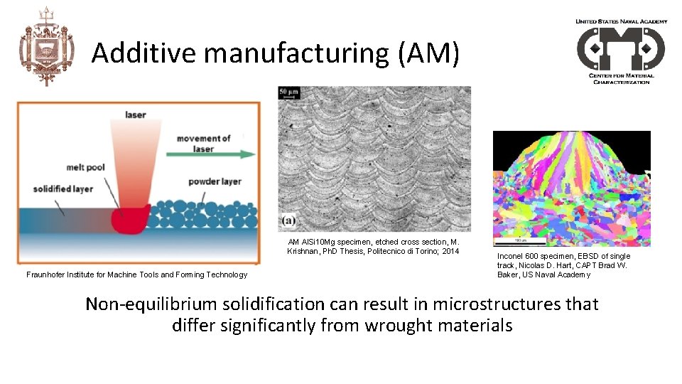 Additive manufacturing (AM) AM Al. Si 10 Mg specimen, etched cross section, M. Krishnan,