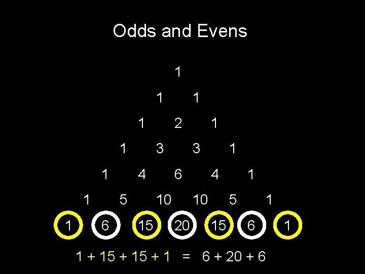 Odds and Evens 1 1 1 1 2 3 4 5 6 1 3
