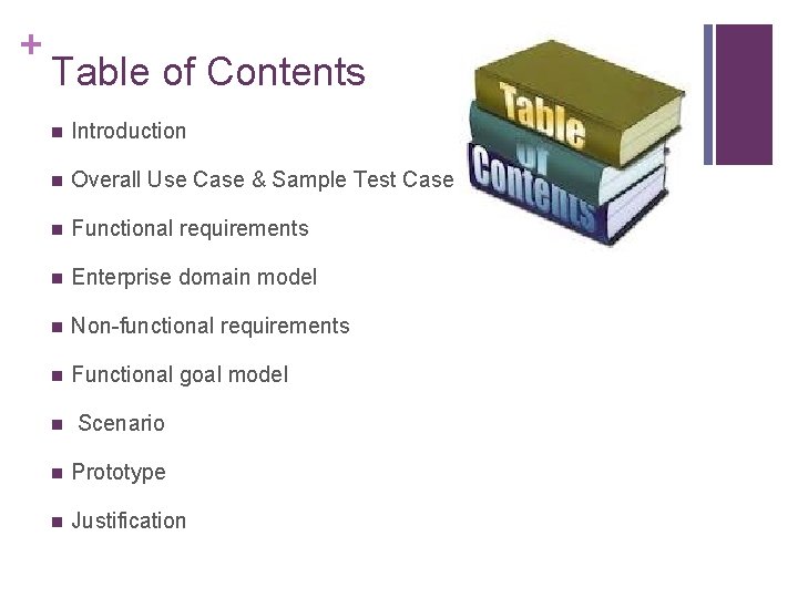 + Table of Contents n Introduction n Overall Use Case & Sample Test Case