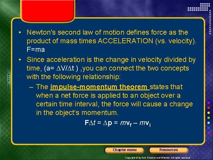  • Newton's second law of motion defines force as the product of mass