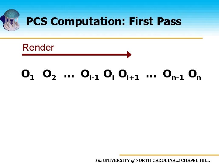 PCS Computation: First Pass Render O 1 O 2 … Oi-1 Oi Oi+1 …