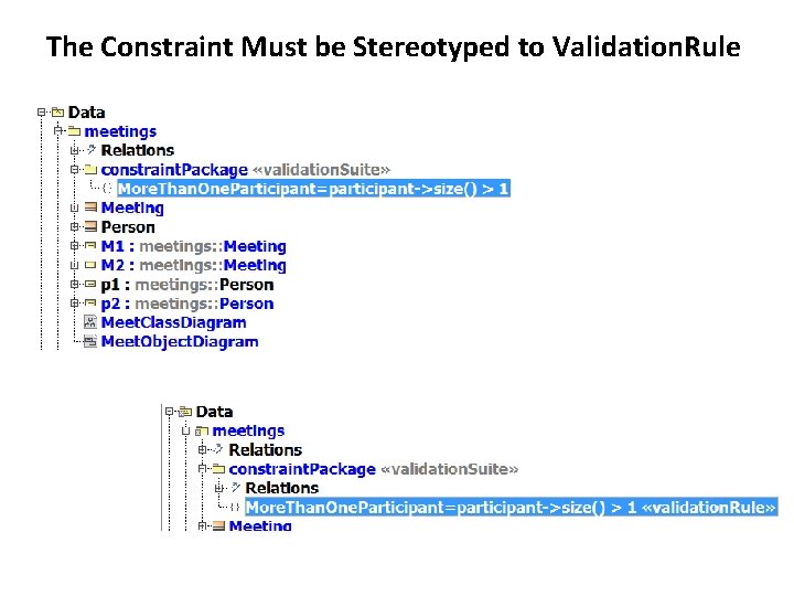 The Constraint Must be Stereotyped to Validation. Rule 