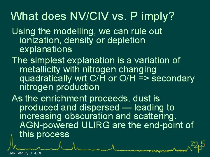 What does NV/CIV vs. P imply? Using the modelling, we can rule out ionization,