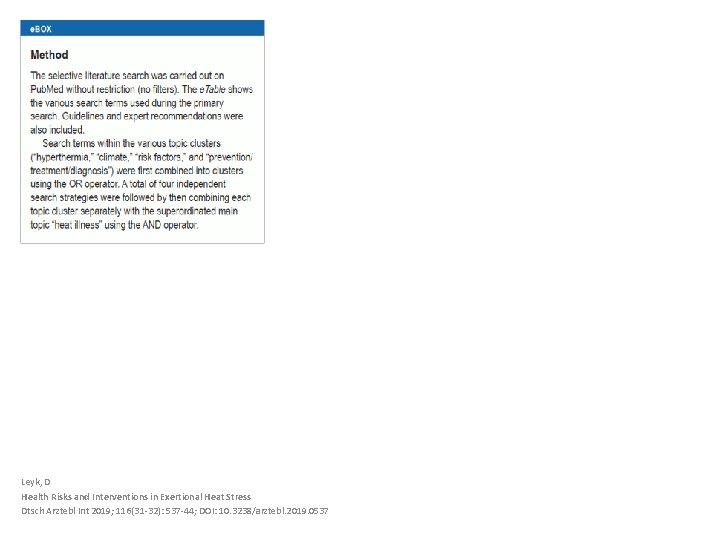 Leyk, D Health Risks and Interventions in Exertional Heat Stress Dtsch Arztebl Int 2019;