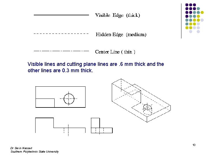 Visible lines and cutting plane lines are. 6 mm thick and the other lines