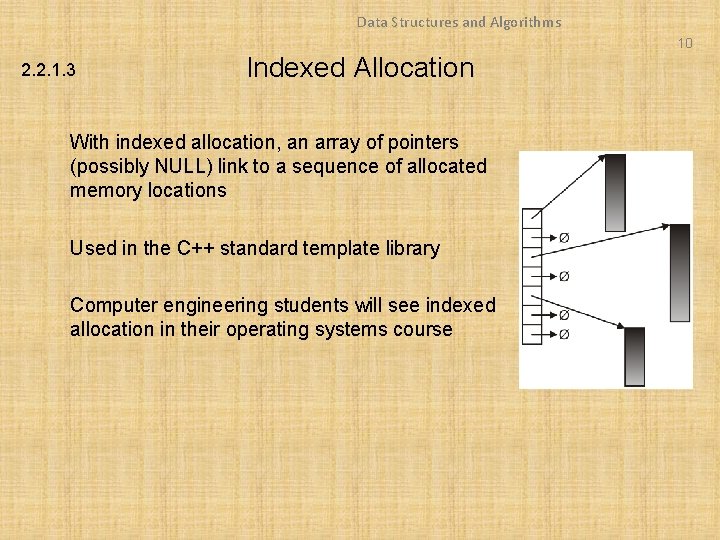 Data Structures and Algorithms 10 2. 2. 1. 3 Indexed Allocation With indexed allocation,
