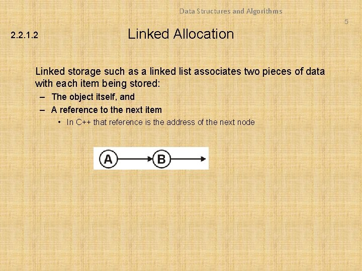 Data Structures and Algorithms 5 2. 2. 1. 2 Linked Allocation Linked storage such
