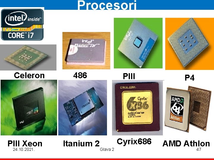 Procesori Celeron PIII Xeon 24. 10. 2021. 486 Itanium 2 PIII Cyrix 686 Glava