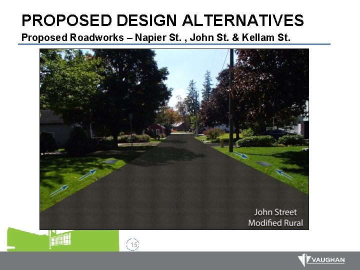 PROPOSED DESIGN ALTERNATIVES Proposed Roadworks – Napier St. , John St. & Kellam St.