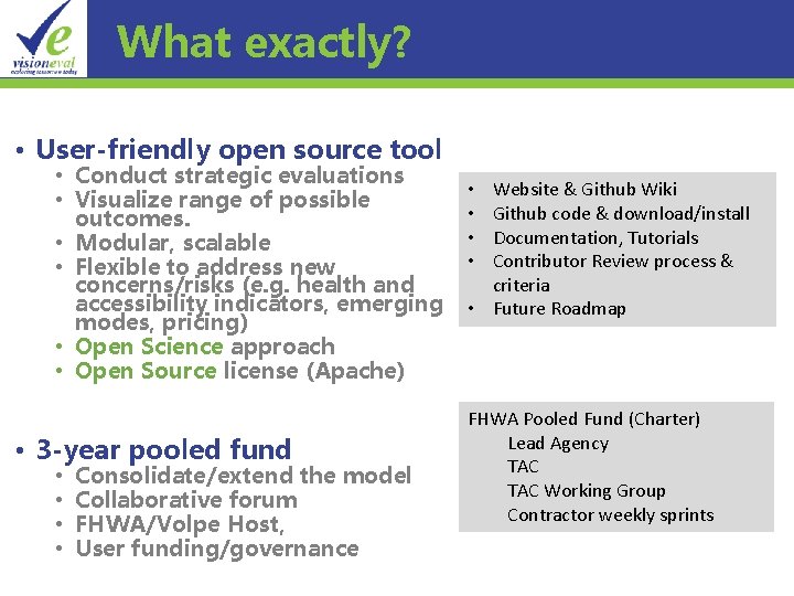What exactly? • User-friendly open source tool • Conduct strategic evaluations • Visualize range