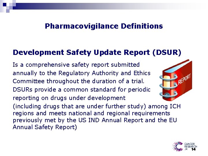 Pharmacovigilance Definitions Development Safety Update Report (DSUR) Is a comprehensive safety report submitted annually